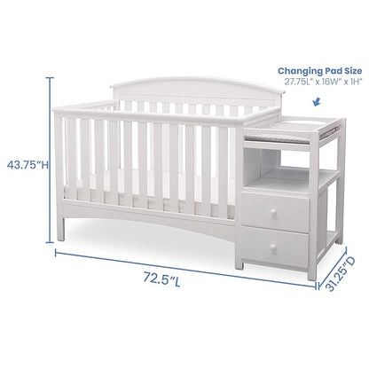 Delta Children Abby Convertible Crib 'N' Changer + Changing Pad and Cover [Bundle], Bianca