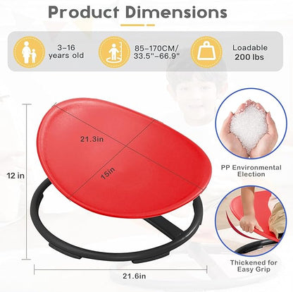 Sensory Toys for Kids Autism Sensory Products Sit and Spin Autism Toys Sensory Chair Spinning Chair ADHD Chair Swivel Chair Training Body Coordination (Red)