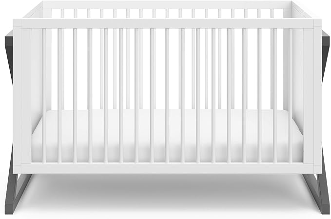Storkcraft Equinox 3-in-1 Convertible Crib (Gray) – Easily Converts to Toddler Bed and Daybed, 3-Position Adjustable Mattress Support Base, Modern Two-Tone Design for Contemporary Nursery