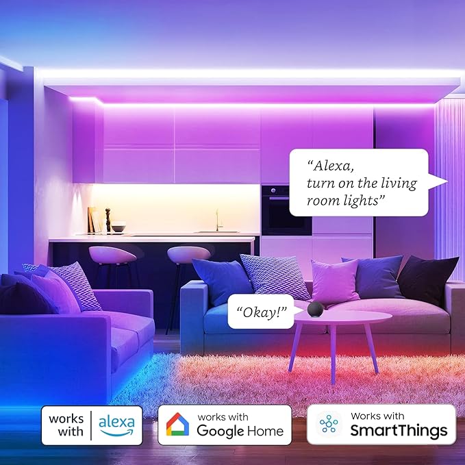 Sengled Smart Zigbee Multicolor Light Strip, 2M (6.56ft) Base Kit, Hub Required, Also Works with Alexa & Google Assistant, RGBW, Extendable, High Brightness, 1400Lumens (E1G-G8E)