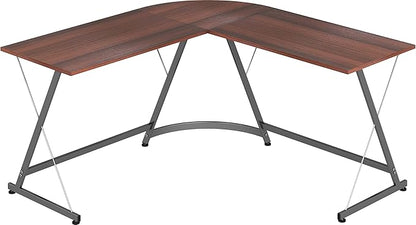 SHW L-Shaped Computer Gaming Desk, Walnut
