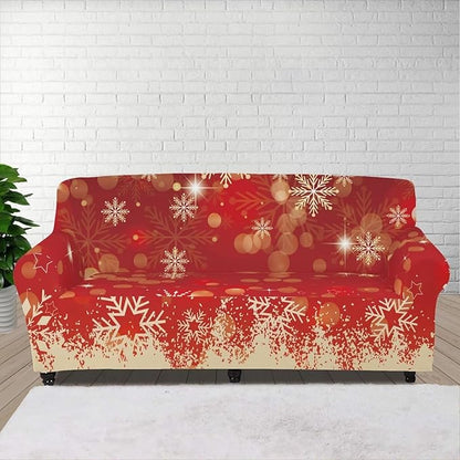 FKELYI Christmas Snow Sofa Slipcover Stretch Sofa Couch Cover for Living Room Non-Slip Furniture Protector Washable Sofa Slipcovers XL
