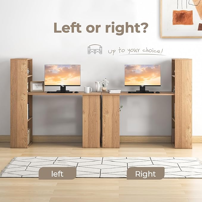 Computer Desk with Shelves, Natural