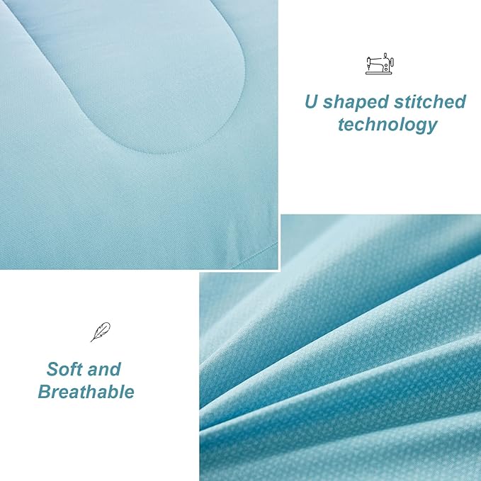 Girls Comforter Set Queen Size Colorful Ombre Blue Yellow Rainbow Bedding Set 7 Pieces Bed in A Bag for Teen Girls Women(1 Comforter, 1 Flat Sheet, 1 Fitted Sheet, 2 Pillow sham, 2 Pillowcases)