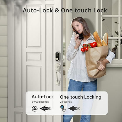 Smart Deadbolt, SMONET Fingerprint Electronic Deadbolt Door Lock with Keypad-Bluetooth Keyless Entry Front Door Digital Keypad App Control, Ekeys Sharing, App Monitoring Auto Lock for Homes and Hotel