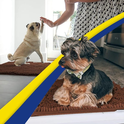 Muddy Mat® Shown on TV – Super Absorbent Microfiber Dog Door Mat for Muddy Paws, Non-Slip Washable Pet Rug, Quick Dry Chenille Entryway Carpet, Machine Washable Indoor Outdoor mat, Brown 28"x18"