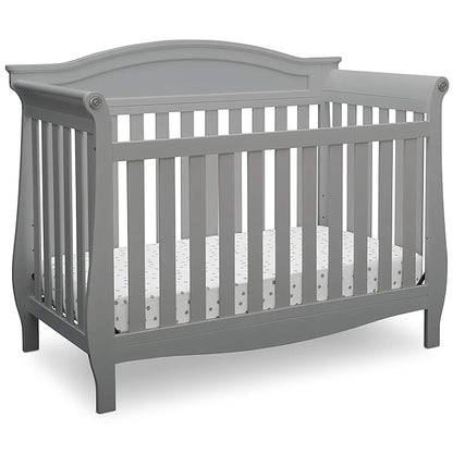 Delta Children Lancaster 4-in-1 Convertible Baby Crib & 3 Drawer Dresser with Changing Top, Grey