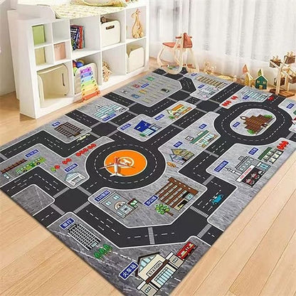 Kids Rug Play Mat Great for Playing with Cars and Toys,Educational Kid Road and Traffic City Life Carpet,Children Baby Fun Throw Rug for Bedroom Play Room,31X63Inch/80X160CM