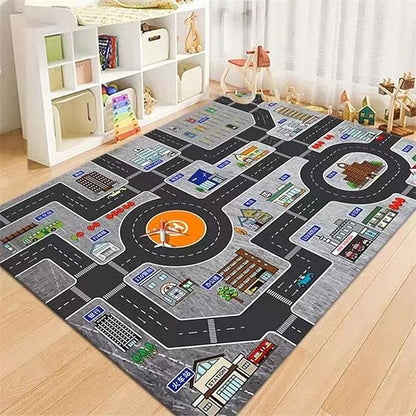 Kids Rug Play Mat Great for Playing with Cars and Toys,Educational Kid Road and Traffic City Life Carpet,Children Baby Fun Throw Rug for Bedroom Play Room,71X106Inch/180X280CM