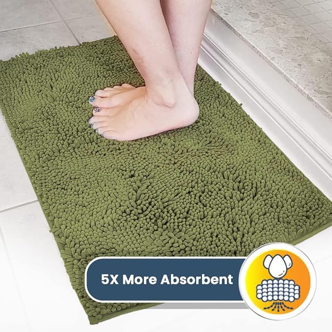 Muddy Mat® Original Dog Door Mat for Muddy Paws, Super Absorbent Microfiber, Non-Slip Washable Pet Rug, Quick Dry Chenille Entryway Carpet, Machine Washable Indoor Outdoor mat, Army Green 35"x60"