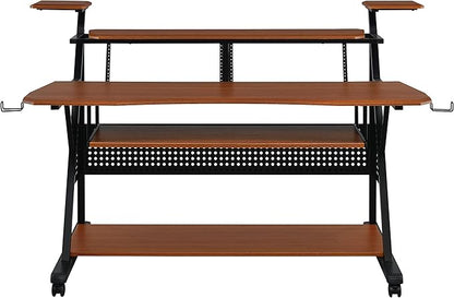 NicBex Laik-DW-00056-DX Desks, 67" W x 38" D x 42" H, Cherry
