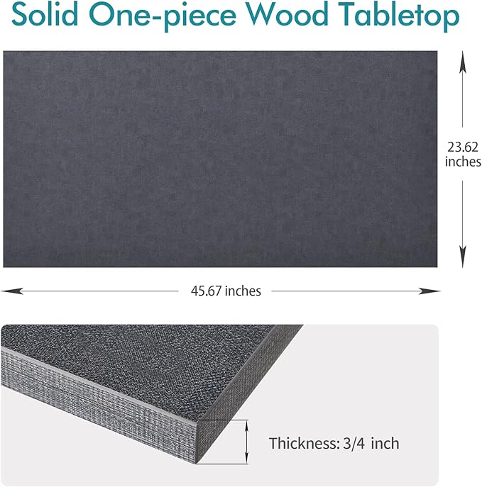 Kaboon Universal Tabletop 45.67"x23.62", Solid One-Piece Melamine Table Top, Double Desk L-Desk DIY, Home and Office, Greylish Blue