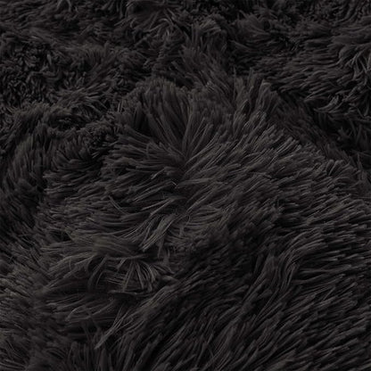 FOPPA Black fluffy Comforter Cover Set king- Ultra Soft fluffy Black Bedding Sets 3 Pieces (1 Duvet Cover + 2 Pillow case) pink fluffy bed set (Black, King)