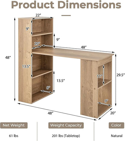 Computer Desk with Shelves, Natural