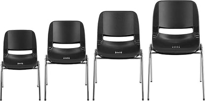 Flash Furniture HERCULES Series 661 lb. Capacity Black Ergonomic Shell Stack Chair with Chrome Frame and 16'' Seat Height