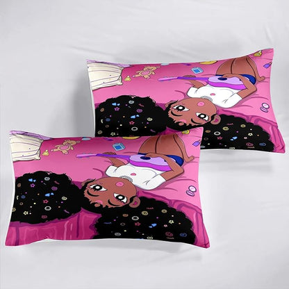 Black Girl Magic Queen Comforter Set - Black African American Girls Queen Bedding Set Princess Queen Comforter Room Decor Black Girl Bedding Sets for Girls Teens, 1 Comforter+2 Pillowcases