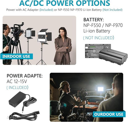 Neewer 2 Packs Advanced 2.4G 480 LED Video Light Photography Lighting Kit with Bag, Dimmable Bi-Color LED Panel with 2.4G Wireless Remote, LCD Screen and Light Stand for Portrait Product Photography