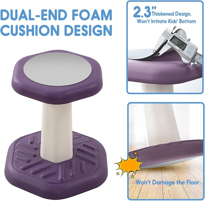 Wobble Chair for Kids, Wiggle Stool Flexible Seating Classroom, Improves Focus& Attention, Posture & ADHD Chair, Ages 3-8