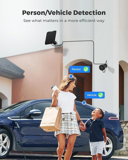 REOLINK 2K 3MP Solar Security Camera, Wireless Home Security Camera Outdoor Indoor, IR Night Vision, Human/Car Detection, 2.4G WiFi, Local Storage, No Monthly Fee, Support Home Hub, Argus Eco+SP Black