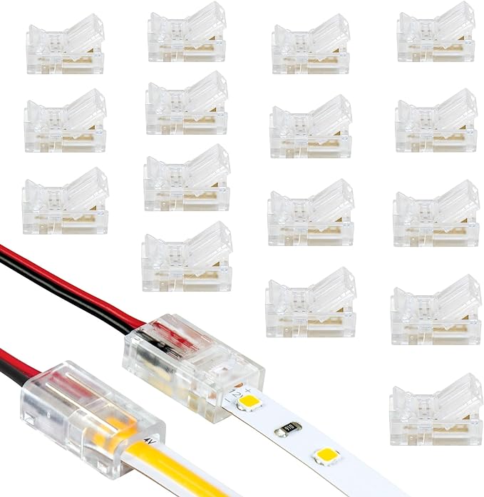 Armacost Lighting 142250 Ribbon Flex Pro Tape Light 60 LEDs/m, Soft Bright White 3000K 32.8 ft. Professional Grade LED Strip Lights & 566021 White/Single Color LED Wire to Tape Connector - 18 Pk