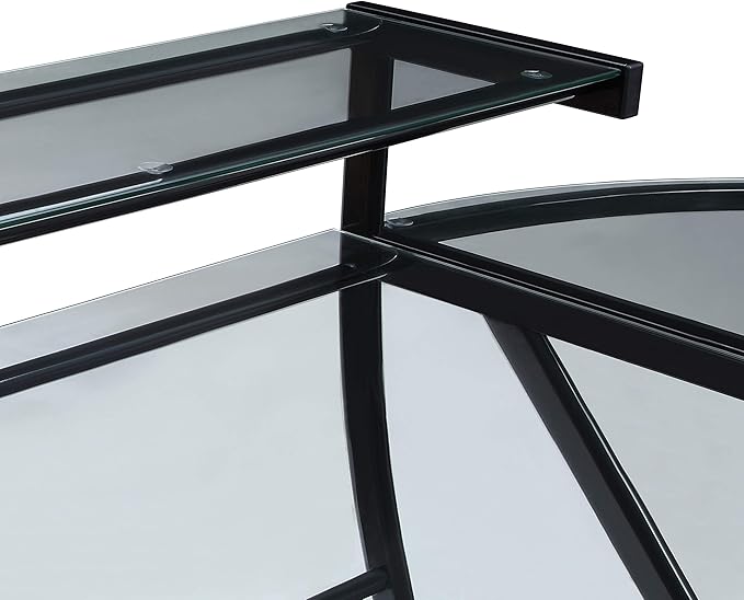 OSP Home Furnishings Constellation L Shaped Home Office Gaming Editing Desk, Black