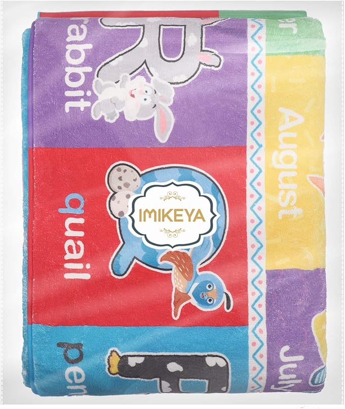 IMIKEYA Play Rugs Playroom Mat with Colorful Pattern, Playtime Collection ABC Alphabet, Seasons, Months, Fruit and Shapes Playmat Educational Rug for Kids Playroom Bedroom, 55 x 43.3 Inch