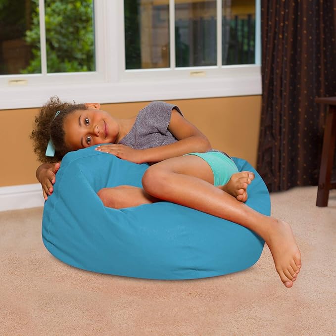 Posh Creations Bean Bag Chair for Kids, Teens, and Adults Includes Removable and Machine Washable Cover, Heather Teal, 27in - Medium