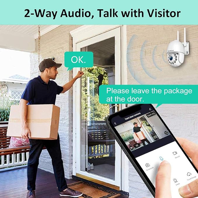 Security Camera Outdoor 2K 4MP, Hosafe WiFi Home Security System Video Surveillance IP Camera, Floodlight Motion Detection, Pan Tilt Auto Tracking, Two Way Audio, Color Night Vision, Waterproof