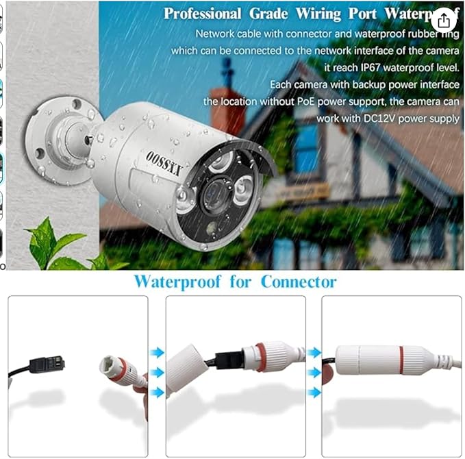 OOSSXX (HD 2.7K 5.0MP with Audio) Outdoor Wired Security Camera Systems PoE Outdoor Surveillance Video System