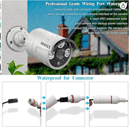 OOSSXX (HD 2.7K 5.0MP with Audio) Outdoor Wired Security Camera Systems PoE Outdoor Surveillance Video System