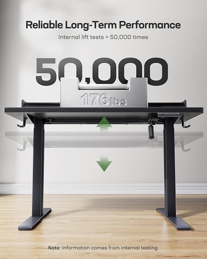 Marsail Electric Standing Desk with Double Drawers, 55x24 Inches Height Adjustable Desk with Storage Shelf,Sit Stand Desk with 4 Memory Preset,2 Hooks, Stand Up Desk for Home Office,Black
