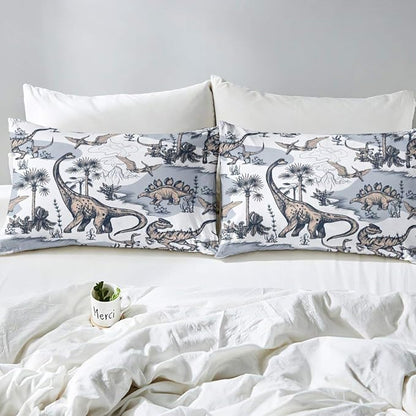 Erosebridal Kids Dinosaur Comforter Set,Dino Palm Tree Bedding Set King Size for Boys girls Teens Adult Bedroom,Ancient Animal Duvet Sets Mountain Tropical Botanical Quilted Duvet with 2 Pillow Cases