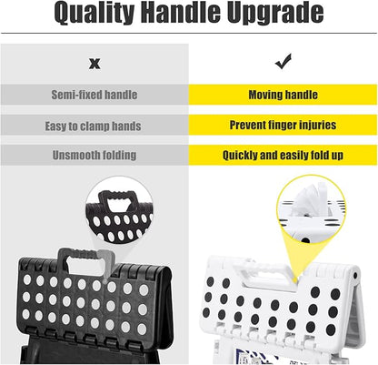 Delxo 17.5 Inch Folding Step Stool, Heavy Duty Foldable Stool for Adults,Premium Portable Collapsible Plastic Step Stool,Non Slip Folding Stools for Kitchen Bathroom Bedroom Up to 400LBS,(White 1PC)
