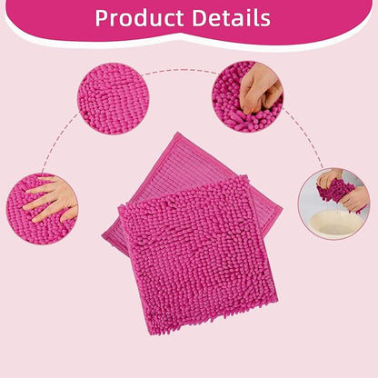 Locker Rug school girl rugs Carpet Chenille 100% Microfiber Locker Carpet with Non Skid Backing Locker Decorations (Rose Red, 12X12)