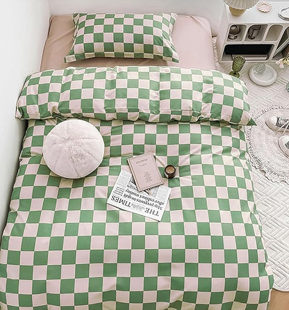 Green Checkered Comforter Queen Sage Green Grid Bedding Set Women Light Green White Plaid Bed Comforter Set Queen Size Breathable Blanket Set Men Durable Queen Bedding Comforter Set