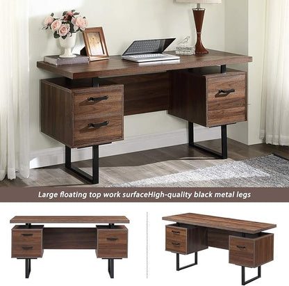 NicBex Laik-DW-00005-DX Desks, 59" W x 23.6" D x 30" H, Brown