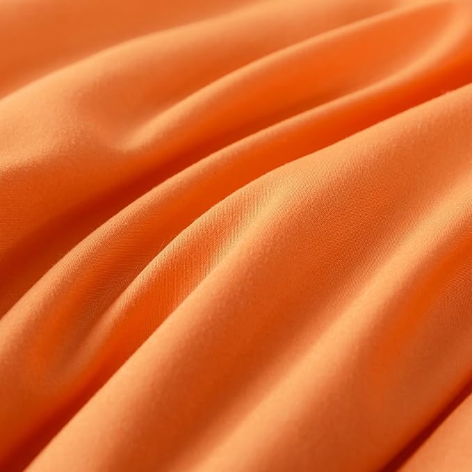 Full Size Burnt Orange Comforter Set, Solid Terracotta Down Alternative Soft Boho Bedding Comforter Set, Breathable Fluffy Microfiber Rust Comforter for All Seasons with Pillowcases