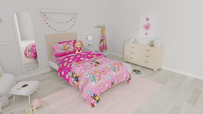 Paw Patrol Girls Kids Bedding Super Soft Comforter and Sheet Set with Sham, 5 Piece Twin Size, (100% Officially Licensed Nickelodeon Product) By Franco