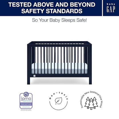 Delta Children babyGap Charlie 6-in-1 Convertible Crib + Brannan Bear Bookcase with Bins + Brannan Bear Wall Shelf with 4 Hooks, Navy (Bundle)