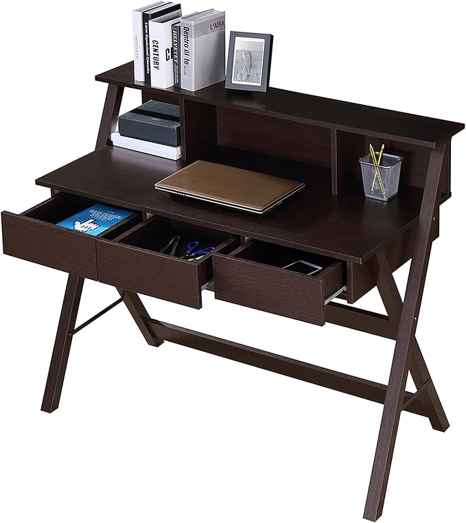 NicBex Laik-DW-00040-DX Desks, 43.25" W x 21.75" D x 38" H, Brown