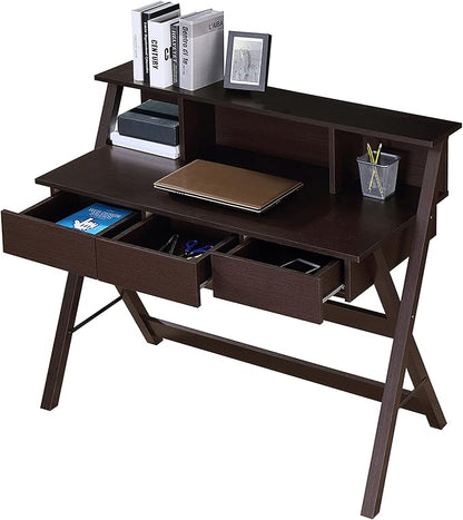 NicBex Laik-DW-00040-DX Desks, 43.25" W x 21.75" D x 38" H, Brown