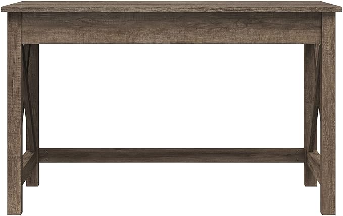 Lavish Home Writing Desk with X-Pattern Legs for Office, Bedroom, Computer, or Craft Table, 47-Inch Long, Light Tan Woodgrain