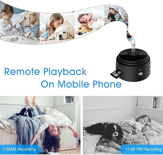Secret Camera Spy Camera WiFi Home Security Camera Mini Hidden Camera Video Recorder Night Vision Live Feed Playback Phone App Control Nanny Cam Pet Camera