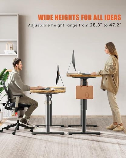 Electric Standing Desk Stand Up Adjustable Height Desk, 48" x 24" Home Office Desk, Low Noise Sit Stand Desk, Computer Desk with Whole Piece Board, Child Lock & Memory Function