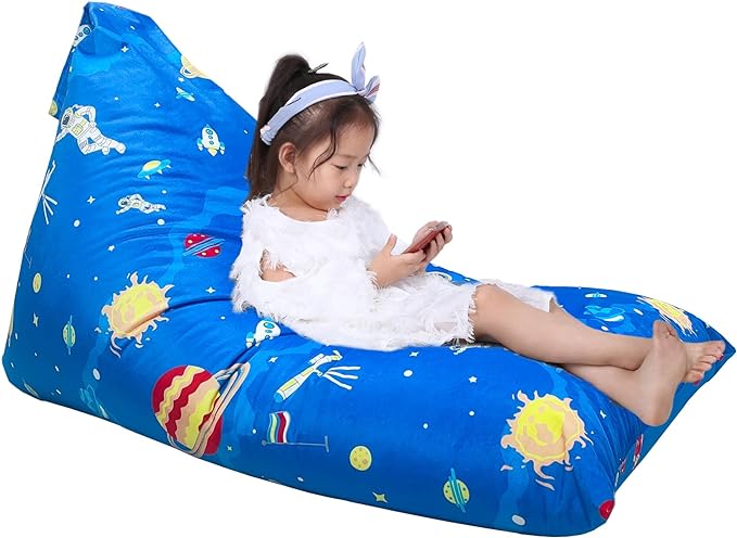Jorbest Stuffed Animal Storage, Soccer Stuffed Animal Bean Bag Storage, Bean Bag Chair Cover for Kids, Luxury Velvet Stuffie Seat - Cover ONLY (200L/52 Gal)