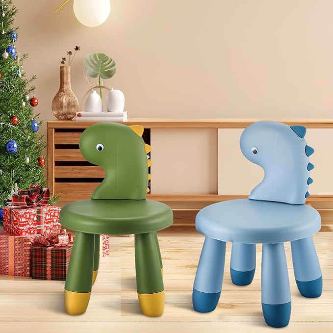 2 Pcs Plastic Dino Chair Sturdy Dinosaur Chairs Lightweight Activity Chairs Ergonomic Design Anti Slip Step Stool for Indoor Outdoor