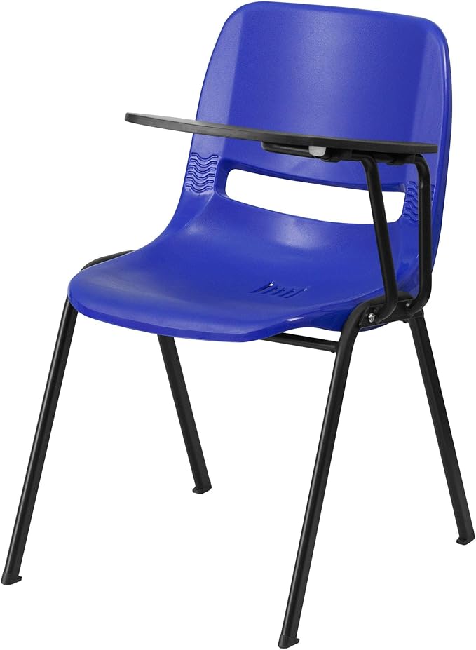 Flash Furniture Burgundy Ergonomic Shell Chair with Left Handed Flip-Up Tablet Arm