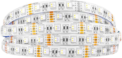 BTF-LIGHTING 5050 RGBW RGB+Warm White(2700K-3000K) 4 Colors in 1 LED Tape Light DC12V 5m 16.4ft 60LED/m Multi-Colored IP65 White 12mm PCB for Bedroom Kitchen Home Decoration(No Adapter or Controller)