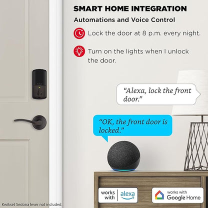 Kwikset Halo Wi-Fi Smart Lock, Keyless Entry Door Deadbolt, Geofence Auto-Unlock, Grade AAA Certified, No Hub Easy Install, Venetian Bronze Lifetime Finish Warranty, Backlit Keypad
