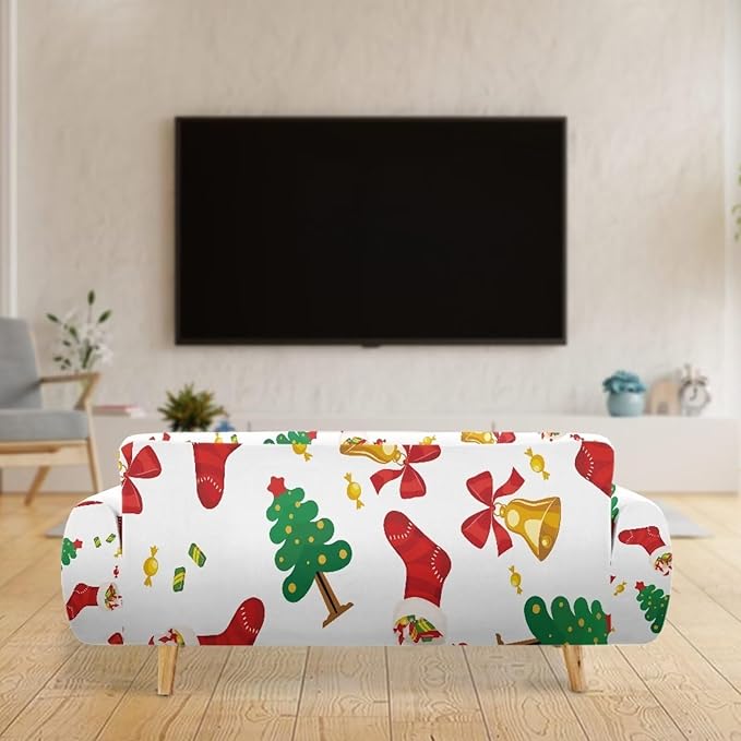 FKELYI Christmas Tree Easy Going Stretch Sofa Slipcover Washable Sofa Couch Cover Comfortable Furniture Protector with Elastic Bottom XL